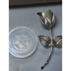 Vintage Giovanni Brooch Pin Rose Flower Silver Tone Vintage Costume Jewelry